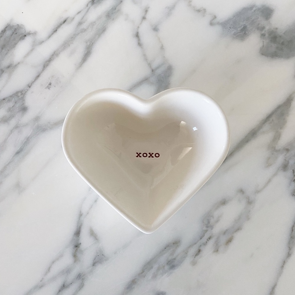 Pottery Barn white heart-shaped candy dish